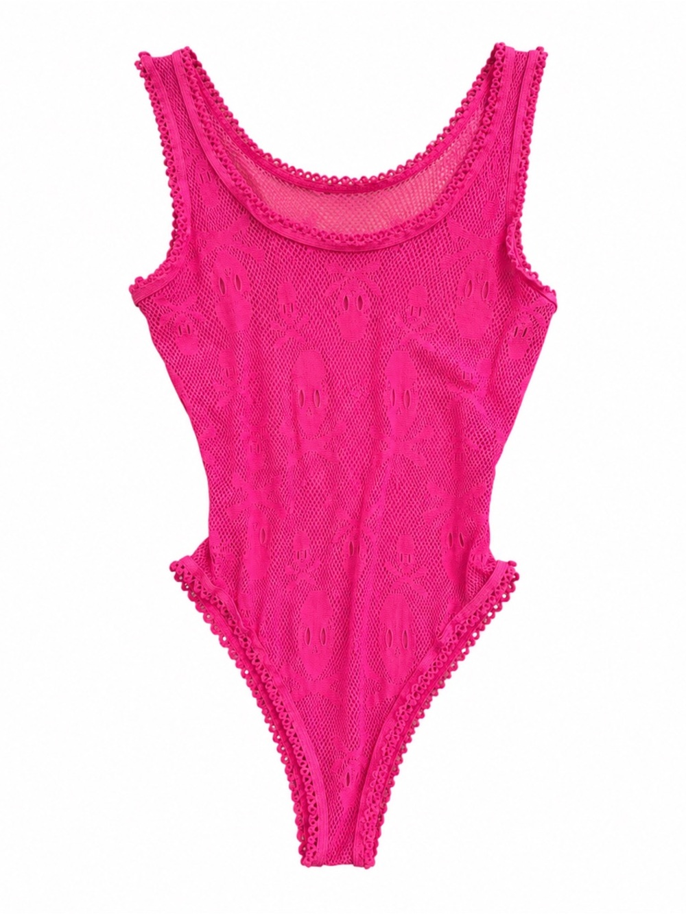 Hot Pink Lace One-Piece Bodysuit